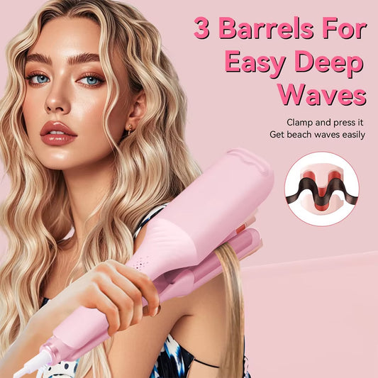 1.25 Inch Deep V-Shaped Hair Curling Iron Ghost Waves Wave Perm Tourmaline Hair Curler with Multiple Temperature Her'S Gifts